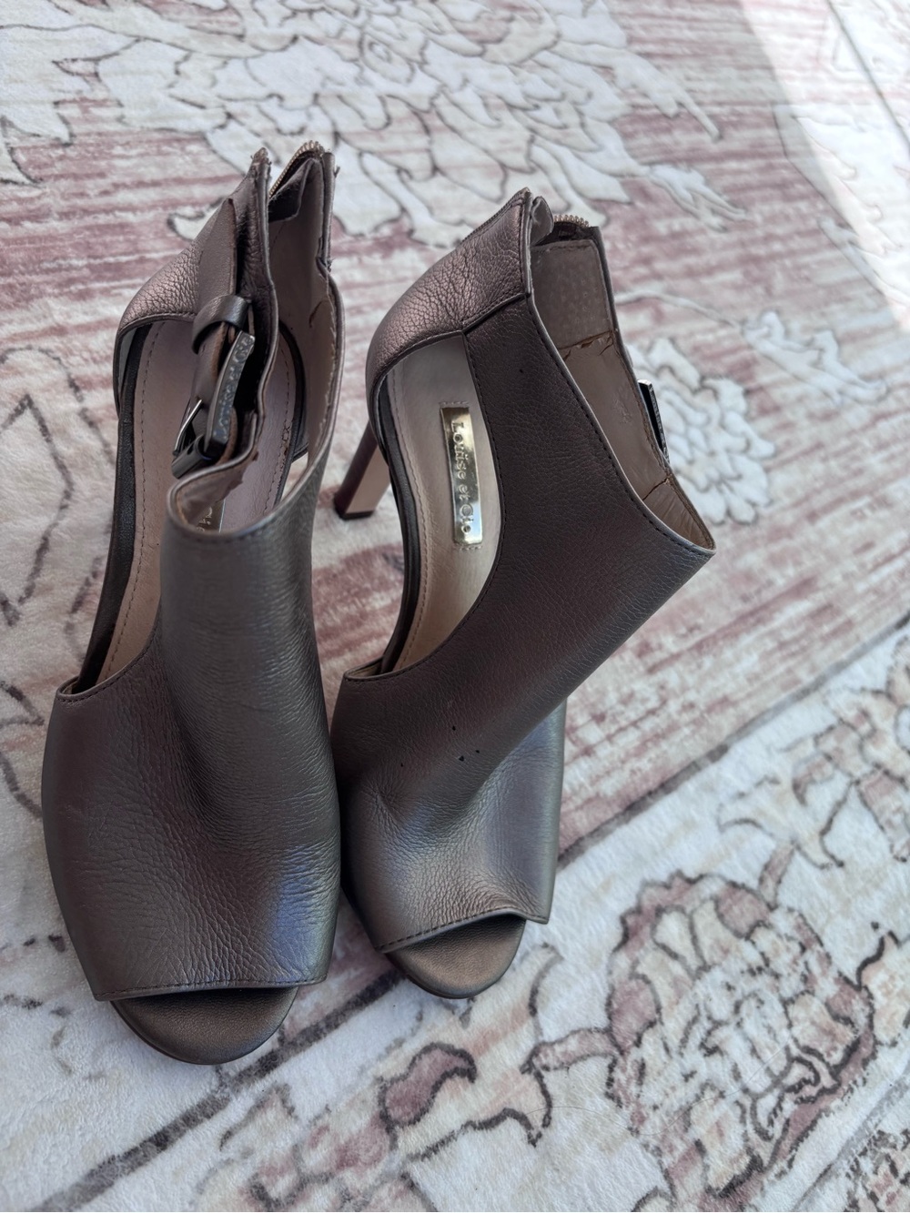 Louise et Cie Brown Open-Toe High Heel Booties